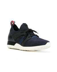 dunkelblaue Leder niedrige Sneakers von Moncler