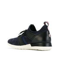 dunkelblaue Leder niedrige Sneakers von Moncler