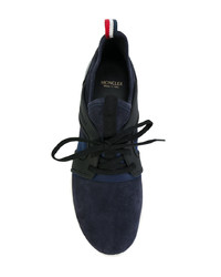 dunkelblaue Leder niedrige Sneakers von Moncler