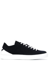 dunkelblaue Leder niedrige Sneakers von Emporio Armani
