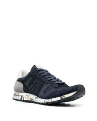 dunkelblaue Leder niedrige Sneakers von Premiata