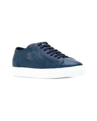 dunkelblaue Leder niedrige Sneakers von Doucal's