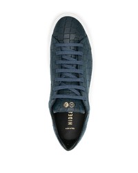 dunkelblaue Leder niedrige Sneakers von Hide&Jack