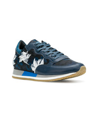 dunkelblaue Leder niedrige Sneakers von Philippe Model