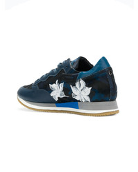 dunkelblaue Leder niedrige Sneakers von Philippe Model