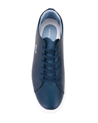 dunkelblaue Leder niedrige Sneakers von Lacoste