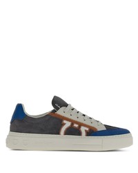 dunkelblaue Leder niedrige Sneakers von Ferragamo
