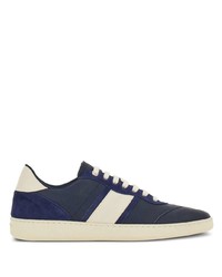 dunkelblaue Leder niedrige Sneakers von Ferragamo