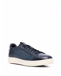 dunkelblaue Leder niedrige Sneakers von Santoni