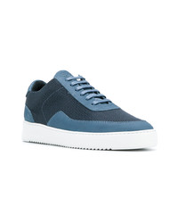 dunkelblaue Leder niedrige Sneakers von Filling Pieces