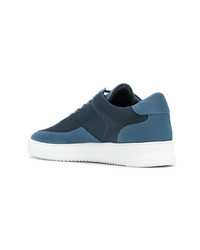 dunkelblaue Leder niedrige Sneakers von Filling Pieces