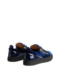 dunkelblaue Leder niedrige Sneakers von Giuseppe Zanotti