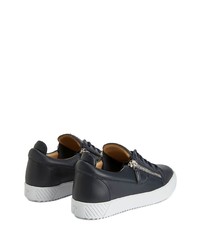 dunkelblaue Leder niedrige Sneakers von Giuseppe Zanotti