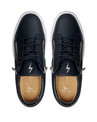 dunkelblaue Leder niedrige Sneakers von Giuseppe Zanotti