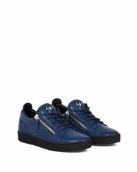 dunkelblaue Leder niedrige Sneakers von Giuseppe Zanotti