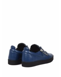 dunkelblaue Leder niedrige Sneakers von Giuseppe Zanotti