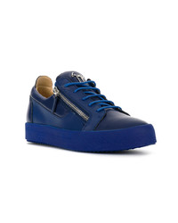 dunkelblaue Leder niedrige Sneakers von Giuseppe Zanotti Design