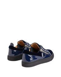 dunkelblaue Leder niedrige Sneakers von Giuseppe Zanotti