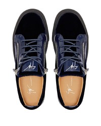 dunkelblaue Leder niedrige Sneakers von Giuseppe Zanotti