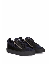 dunkelblaue Leder niedrige Sneakers von Giuseppe Zanotti