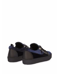 dunkelblaue Leder niedrige Sneakers von Giuseppe Zanotti