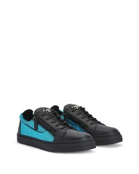 dunkelblaue Leder niedrige Sneakers von Giuseppe Zanotti