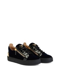 dunkelblaue Leder niedrige Sneakers von Giuseppe Zanotti