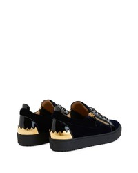 dunkelblaue Leder niedrige Sneakers von Giuseppe Zanotti