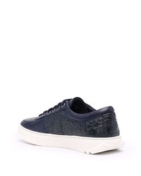 dunkelblaue Leder niedrige Sneakers von Salvatore Ferragamo