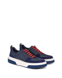 dunkelblaue Leder niedrige Sneakers von Ferragamo