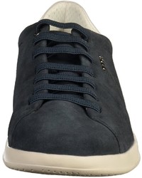 dunkelblaue Leder niedrige Sneakers von Geox