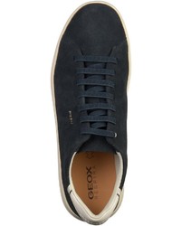 dunkelblaue Leder niedrige Sneakers von Geox