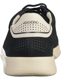 dunkelblaue Leder niedrige Sneakers von Geox