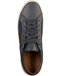 dunkelblaue Leder niedrige Sneakers von Geox