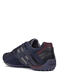 dunkelblaue Leder niedrige Sneakers von Geox