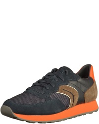 dunkelblaue Leder niedrige Sneakers von Geox