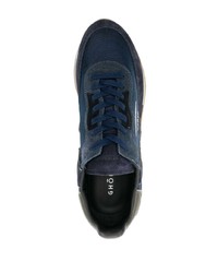 dunkelblaue Leder niedrige Sneakers von Ghoud