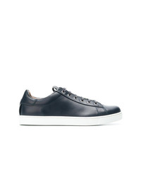 dunkelblaue Leder niedrige Sneakers von Gianvito Rossi