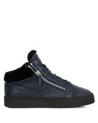 dunkelblaue Leder niedrige Sneakers von Giuseppe Zanotti