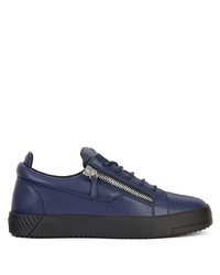 dunkelblaue Leder niedrige Sneakers von Giuseppe Zanotti