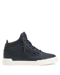 dunkelblaue Leder niedrige Sneakers von Giuseppe Zanotti