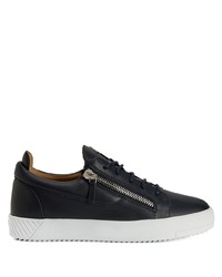 dunkelblaue Leder niedrige Sneakers von Giuseppe Zanotti