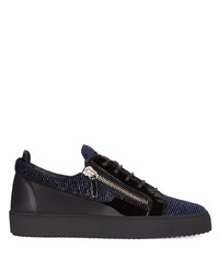 dunkelblaue Leder niedrige Sneakers von Giuseppe Zanotti