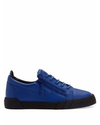dunkelblaue Leder niedrige Sneakers von Giuseppe Zanotti