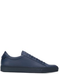 dunkelblaue Leder niedrige Sneakers von Givenchy