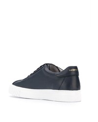 dunkelblaue Leder niedrige Sneakers von Emporio Armani