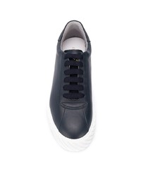 dunkelblaue Leder niedrige Sneakers von Emporio Armani