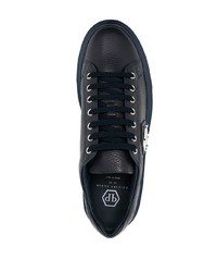 dunkelblaue Leder niedrige Sneakers von Philipp Plein