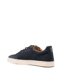 dunkelblaue Leder niedrige Sneakers von Brunello Cucinelli