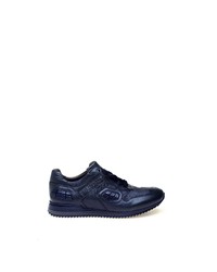 dunkelblaue Leder niedrige Sneakers von Greyder